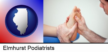 a podiatrist practicing reflexology on a human foot in Elmhurst, IL